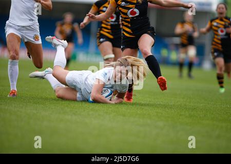 Exeter Chiefs Rugby Women Olivia Jones hat einen Versuch gemacht Stockfoto