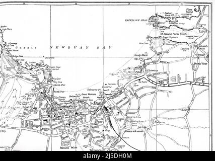 21-VE1431 Innenkarte - Geographia Visitors' Street Plan for Newquay town, Published by Geographia Ltd. 167 Fleet Street, London, - circa 1945, 1946 Stockfoto