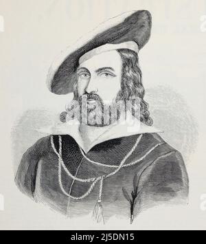 Portrait of Garibaldi - Auszug aus 'L'Illustration Journal Universel' - Französische Illustrierte - 1849 Stockfoto