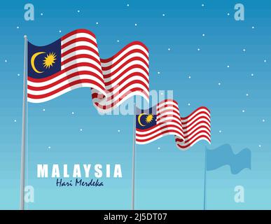 malaysia hari merdeka Flaggen Stock Vektor