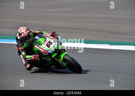 Assen, Niederlande. 22. April 2022. NÂ 65 Jonathan Rea GBR Kawasaki ZX-10RR Kawasaki Racing Team WorldSBK während der Motul Dutch Round - FIM Superbike World Championship 2022 - Freies Training und Qualifikationen, World Superbike - SBK in Assen (Niederlande), Niederlande, April 22 2022 Quelle: Independent Photo Agency Srl/Alamy Live News Stockfoto