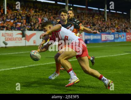 Castleford, Großbritannien. 22. April 2022. Betfred Super League Spiel zwischen Castleford Tigers und St. Helens im Mend-A-Hose Jungle, Castleford, West Yorkshire, Großbritannien am 22/04/2022 Credit: Craig Cresswell/Alamy Live News Stockfoto
