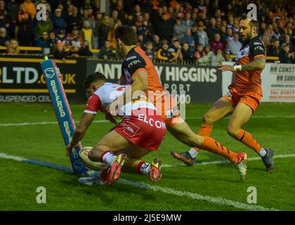 Castleford, Großbritannien. 22. April 2022. Betfred Super League Spiel zwischen Castleford Tigers und St. Helens im Mend-A-Hose Jungle, Castleford, West Yorkshire, Großbritannien am 22/04/2022 Credit: Craig Cresswell/Alamy Live News Stockfoto