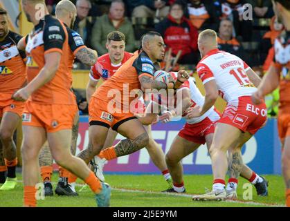 Castleford, Großbritannien. 22. April 2022. Betfred Super League Spiel zwischen Castleford Tigers und St. Helens im Mend-A-Hose Jungle, Castleford, West Yorkshire, Großbritannien am 22/04/2022 Credit: Craig Cresswell/Alamy Live News Stockfoto
