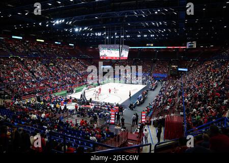 Mediolanum Forum, Mailand, Italien, 21. April 2022, Weitansicht des Spiels während der AX Armani Exchange Milano gegen Anadolu Efes Instanbul - Basketball Eurol Stockfoto