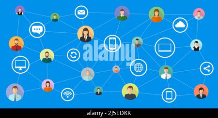 Vektorgrafik. Kommunikation zwischen Menschen. Netzwerke. Verbindung. Stock Vektor