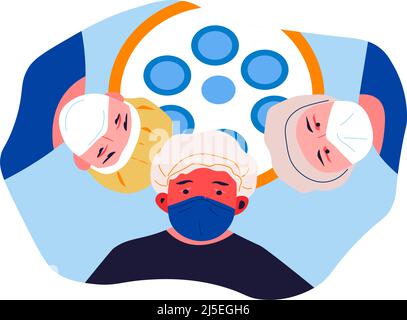 Chirurgische Operation in Kliniken, Team von Chirurgen Stock Vektor