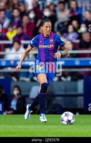 Barcelona, Spanien. 22. April 2022. Jenni Hermoso (FC Barcelona) in Aktion während des Champions-League-Fußballspiels der Frauen zwischen dem FC Barcelona und dem VfL Wolfsburg, am Freitag, den 22. April 2022, im Camp Nou-Stadion in Barcelona, Spanien. Foto: Siu Wu. Kredit: dpa/Alamy Live Nachrichten Stockfoto