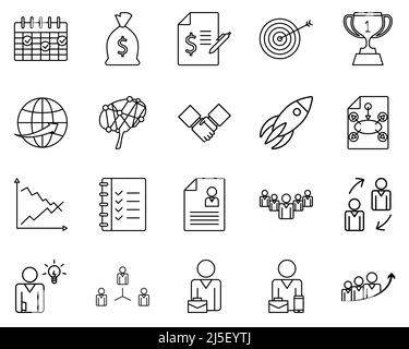 Set von Business manamant Icon Set Aktentasche, Geschäftsfrau Symbol Business manamant Vektor-Symbol auf weißem Hintergrund. Stock Vektor