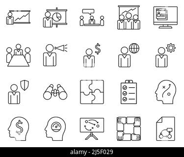 Satz von Business-Management-Symbol Set Business, Plan-Symbol Business-Management-Vektor-Symbol auf weißem Hintergrund. Stock Vektor