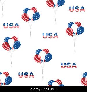 Unabhängigkeitstag der USA. Nahtloses Muster mit Luftballons. Hintergrund für den 4.. Juli. Nationaler Tag Der Freiheit. Vektordarstellung in Stock Vektor