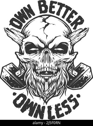 Arbeiter Schädel Kopf monochrome Vektor-Illustrationen für Ihre Arbeit Logo, Merchandise-T-Shirt, Aufkleber und Label-Designs, Poster, Grußkarten Stock Vektor