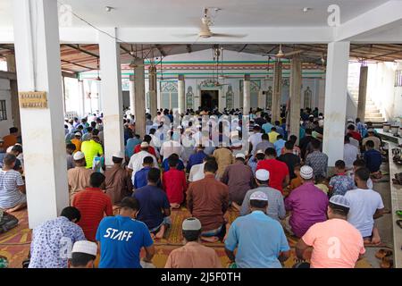 Narayanganj, Dhaka, Bangladesch. 23. April 2022. Muslimische Anhänger, bieten Jummah Gebet in einer Moschee während des heiligen Monats ramadan. Am 23. April 2022 in Narayanganj, Bangladesch. (Bild: © Joy Saha/eyepix via ZUMA Press Wire) Bild: ZUMA Press, Inc./Alamy Live News Stockfoto