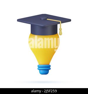 3D Idee und Bildung Konzept Icon Glühbirne Stock Vektor