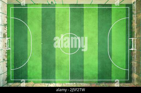 Fußball-Spielplatz-Antenne. Blick von oben. Stockfoto