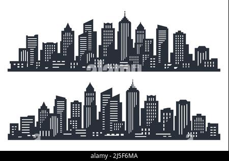 Stadtpanorama. Illustration Stadtlandschaft mit Skyline City Bürogebäude. Skizzieren Sie das Stadtbild. Horizontales Panorama Stock Vektor