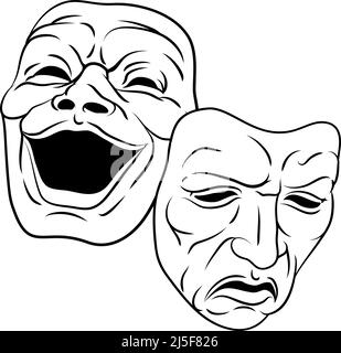 Theater Oder Theater Drama Komödie Und Tragödie Masken Stock Vektor