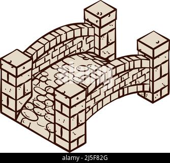 Stone Bridge Map Icon Vintage Illustration Stock Vektor
