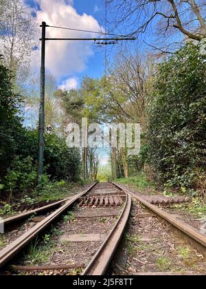 Eisenbahn im Heaton Park an einem sonnigen Tag Stockfoto