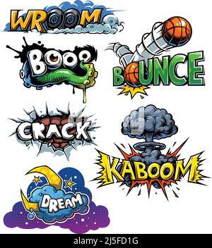 Vektor-Satz von Comics-Symbole. Explosionsblasen. Comic-Buch Explosion Set Stock Vektor