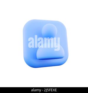 3D Benutzersymbol auf weißem Hintergrund isoliert rendern. 3D gerendertes digitales Symbol. Moderne Ikone für Website, Internet-Marketing, Präsentation, Logo-Design t Stockfoto