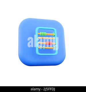 3D Rendern bunte Abacus Symbol niedlich glatt auf weißem Hintergrund, arithmetische Spiel lernen Zählen Zahl Konzept. Finanzen Bildung. 3D Rendern Stockfoto