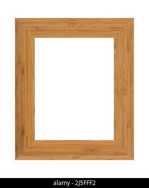 Rechteckiger leerer Rahmen aus Holz und Bambus, isoliert auf weißem Hintergrund Stockfoto