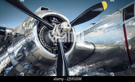 Nahaufnahme eines Propellers von einem historischen Kriegsvögel Stockfoto