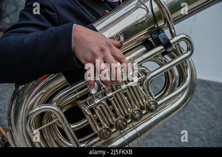 Die Tuba - der Bass ist das größte der Blechblasinstrumente Stockfoto