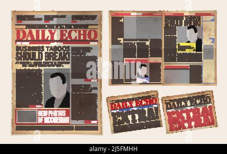 Vektordarstellung einer alten Tageszeitung Vorlage, retro tabloid, Layout Posting reportage Stock Vektor
