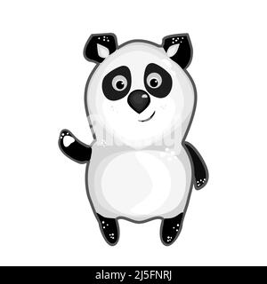 Panda isoliert auf weißem Hintergrund. Schöne Cartoon Panda Bär Charakter.Süße Panda winken Hand.kleines Tier Maskottchen stehend.Stock Vektor Illustration Stock Vektor