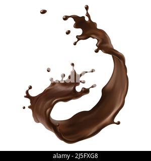 Vektor-Illustration eines Spritzer brauner Schokolade in einem realistischen Stil. 3D Illustration Druck, Element für Design. Stock Vektor