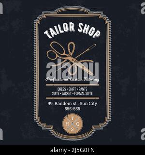 Vektordarstellung des klassischen Schneideremblems, Beschilderung Stock Vektor