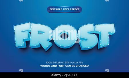 Frost 3D bearbeitbarer Texteffekt Stock Vektor