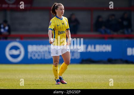 Crawley, Großbritannien. 23. April 2022. Christie Murray (10 Birmingham) während des Barclays FA Womens Super League-Spiels zwischen Brighton und Hove Albion und Birmingham im People's Pension Stadium in Crawley, England. Liam Asman/SPP Credit: SPP Sport Press Photo. /Alamy Live News Stockfoto