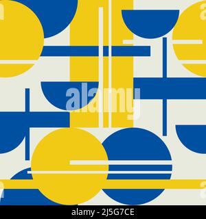 Ukrainisches Ornament in blauen, gelben Farben. Vektor Nahtloses Muster. Abstrakter Hintergrund Tapete Design Stock Vektor