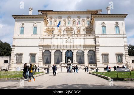 Eintritt zur Galleria Borghese in der Villa Borghese in Rom Italien Stockfoto