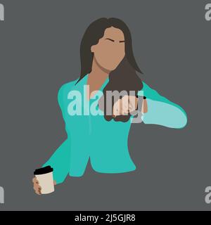 Junge weibliche Mitnehmen Kaffee. Vektorgrafik Stock Vektor