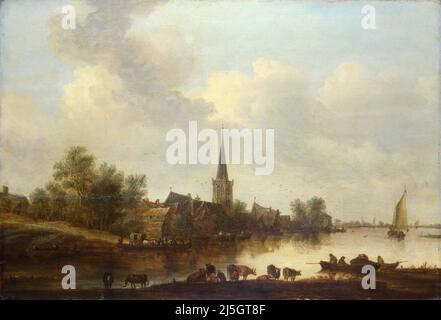 Jan Goyan. Gemälde mit dem Titel 'A River Landscape' von Jan Josephszoon van Goyen (1596-1656), Öl auf Eiche, 1645 Stockfoto