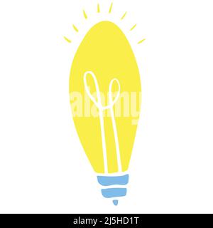 Vector Hand gezeichnet farbige leuchtende Lampe isoliert auf weißem Hintergrund. Illustration im Doodle-Cartoon-Stil für Druck, Logo, Symbol, Emblem, Kleidung Stock Vektor