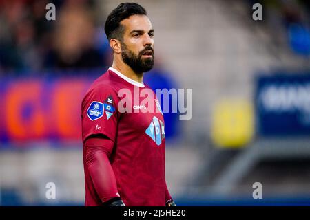 WAALWIJK, NIEDERLANDE - 23. APRIL: Kostas Lamprou von PEC Zwolle während des niederländischen Eredivisie-Spiels zwischen RKC Waalwijk und PEC Zwolle am 23. April 2022 im Mandemakers Stadion in Waalwijk, Niederlande (Foto: Geert van Erven/Orange Picles) Stockfoto