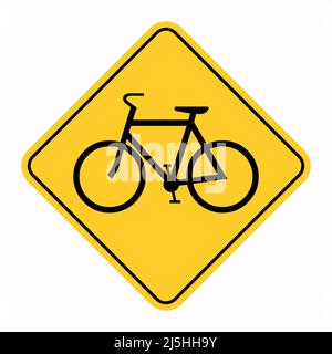 Straßenschild für Fahrrad isoliert auf weißem Hintergrund Stock Vektor