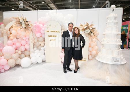 FELOR CAKES - maßgeschneiderte Kuchendekoration für alle Arten von Veranstaltungen in allen Größen Stallausstellung auf der National Wedding Show in London Excel, Vereinigtes Königreich. - 23. April 2022. Stockfoto