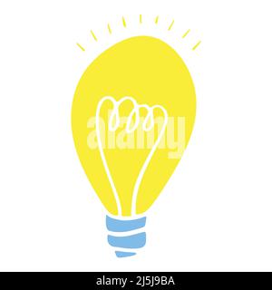 Vector Hand gezeichnet farbige leuchtende Lampe isoliert auf weißem Hintergrund. Illustration im Doodle-Cartoon-Stil für Druck, Logo, Symbol, Emblem, Kleidung Stock Vektor