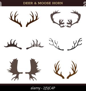 Vektor-Symbol für Hirsch- und Elchhorn auf weißem Hintergrund Stock Vektor