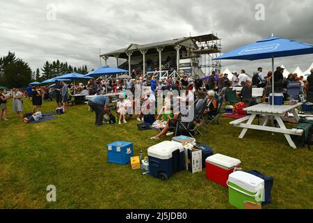 KUMARA, NEUSEELAND, 8. JANUAR 2022; Rennfahrer genießen ihren Tag beim Gold Nuggets Wettbewerb auf der Kumara Race Track, 8. Januar 2022 . Stockfoto