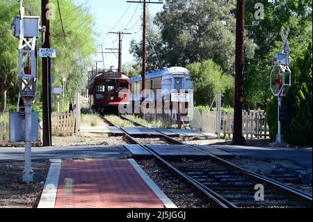 717 Pacific Electric Street Car auf dem Southern California Railway Museum. Stockfoto