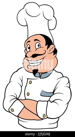 Küchenchef mit Big Smile in weißer Uniform Stock Vektor