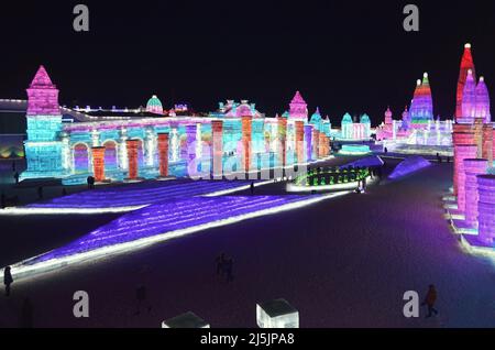 Harbin International Eis und Schneeskulpturen Festival (Eis & Schnee Welt) Stockfoto