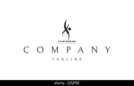 Vektor-Logo, auf dem ein abstraktes Bild einer tanzenden Person in Form des Buchstabens X. Stock Vektor